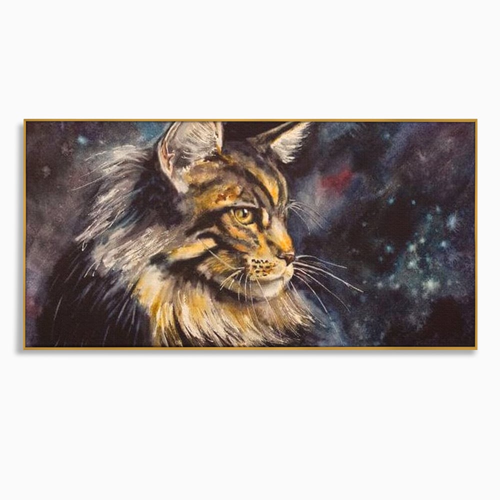 Tablou Canvas Premium, LuxCanva® M1188, Felina Noptii, Cosmos, Galaxie, Univers, Pictura, Felina, Pisica, Stele, Spatiu, Magie, Abstract, Birou, Living, Camera Copil