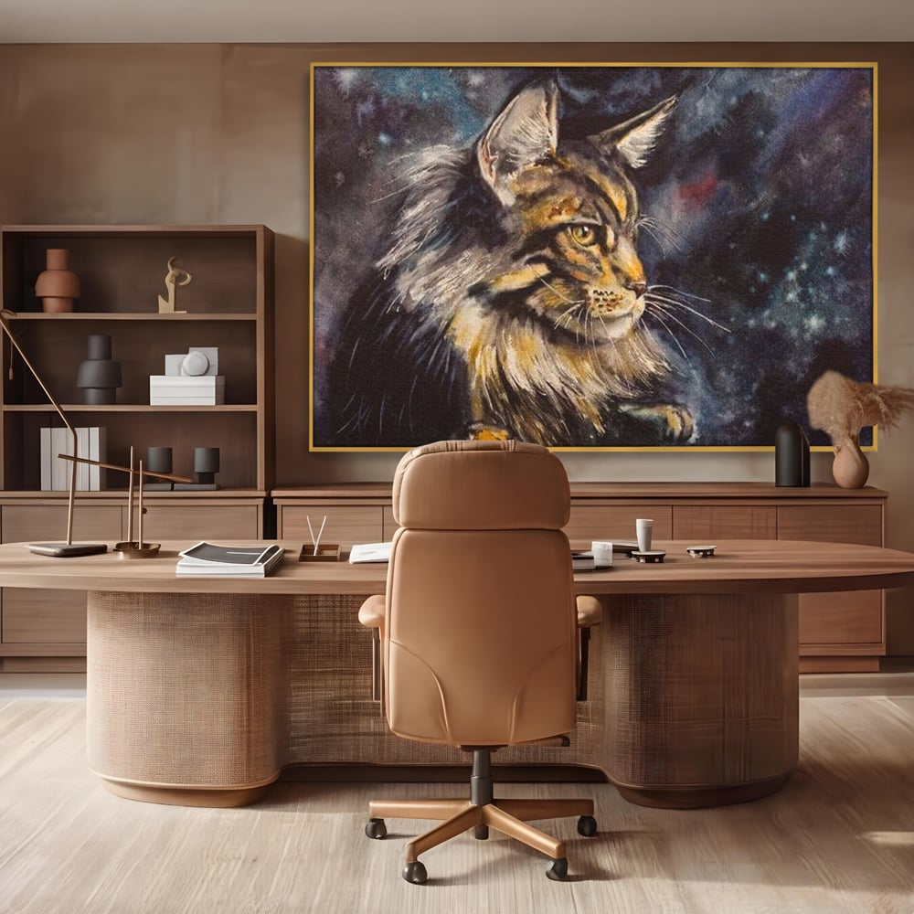 Tablou Canvas Premium, LuxCanva® M1188, Felina Noptii, Cosmos, Galaxie, Univers, Pictura, Felina, Pisica, Stele, Spatiu, Magie, Abstract, Birou, Living, Camera Copil