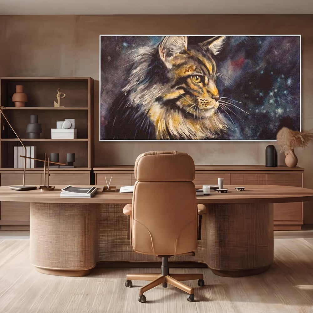 Tablou Canvas Premium, LuxCanva® M1188, Felina Noptii, Cosmos, Galaxie, Univers, Pictura, Felina, Pisica, Stele, Spatiu, Magie, Abstract, Birou, Living, Camera Copil
