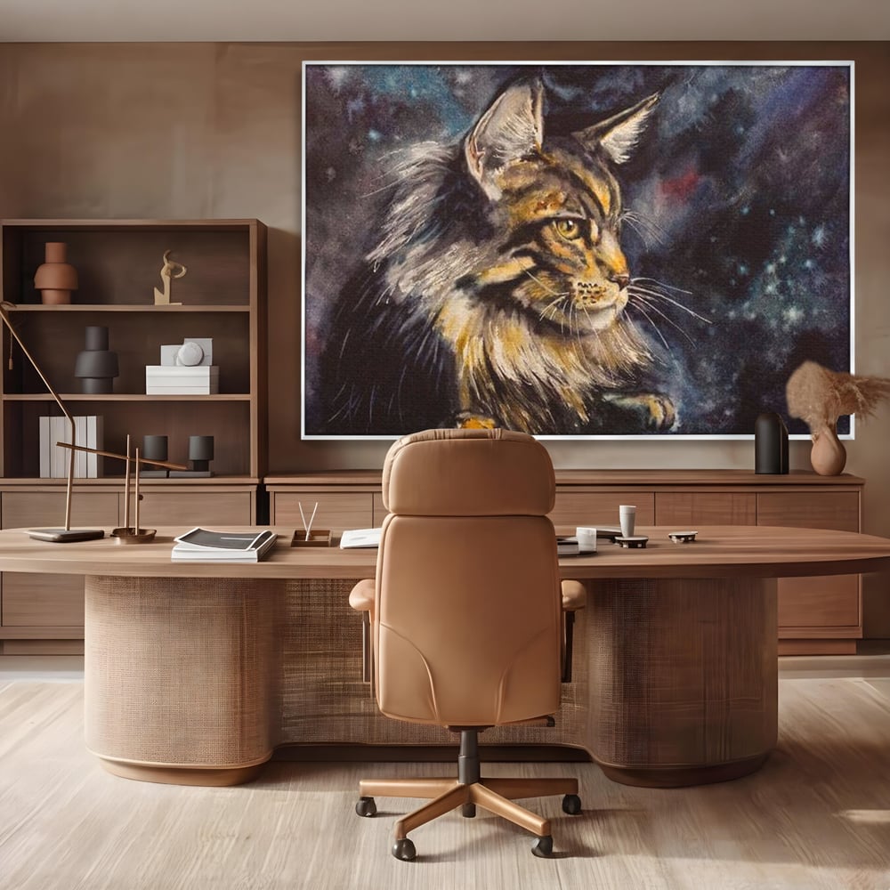 Tablou Canvas Premium, LuxCanva® M1188, Felina Noptii, Cosmos, Galaxie, Univers, Pictura, Felina, Pisica, Stele, Spatiu, Magie, Abstract, Birou, Living, Camera Copil