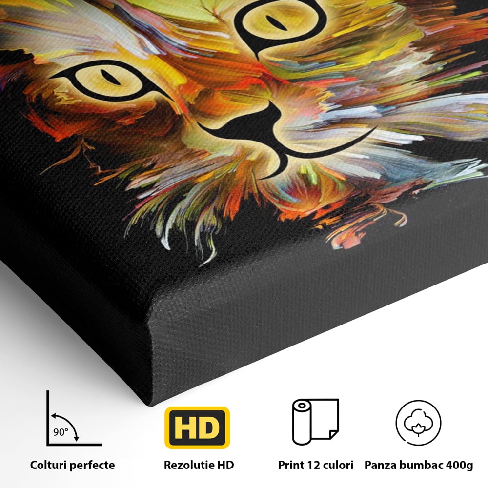 Tablou Canvas Premium, LuxCanva® M1189, Masca Pisicii, Abstract, Multicolor, Pictura, Pisica, Modern, Decor, Desen, Artistic, Design, Felina, Expresiv, Chip, Birou, Living, Camera Copil