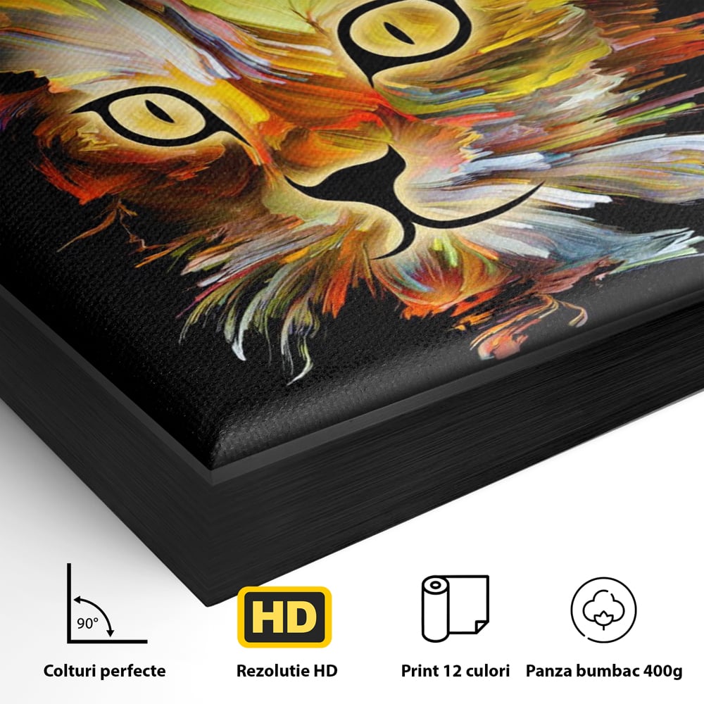 Tablou Canvas Premium, LuxCanva® M1189, Masca Pisicii, Abstract, Multicolor, Pictura, Pisica, Modern, Decor, Desen, Artistic, Design, Felina, Expresiv, Chip, Birou, Living, Camera Copil