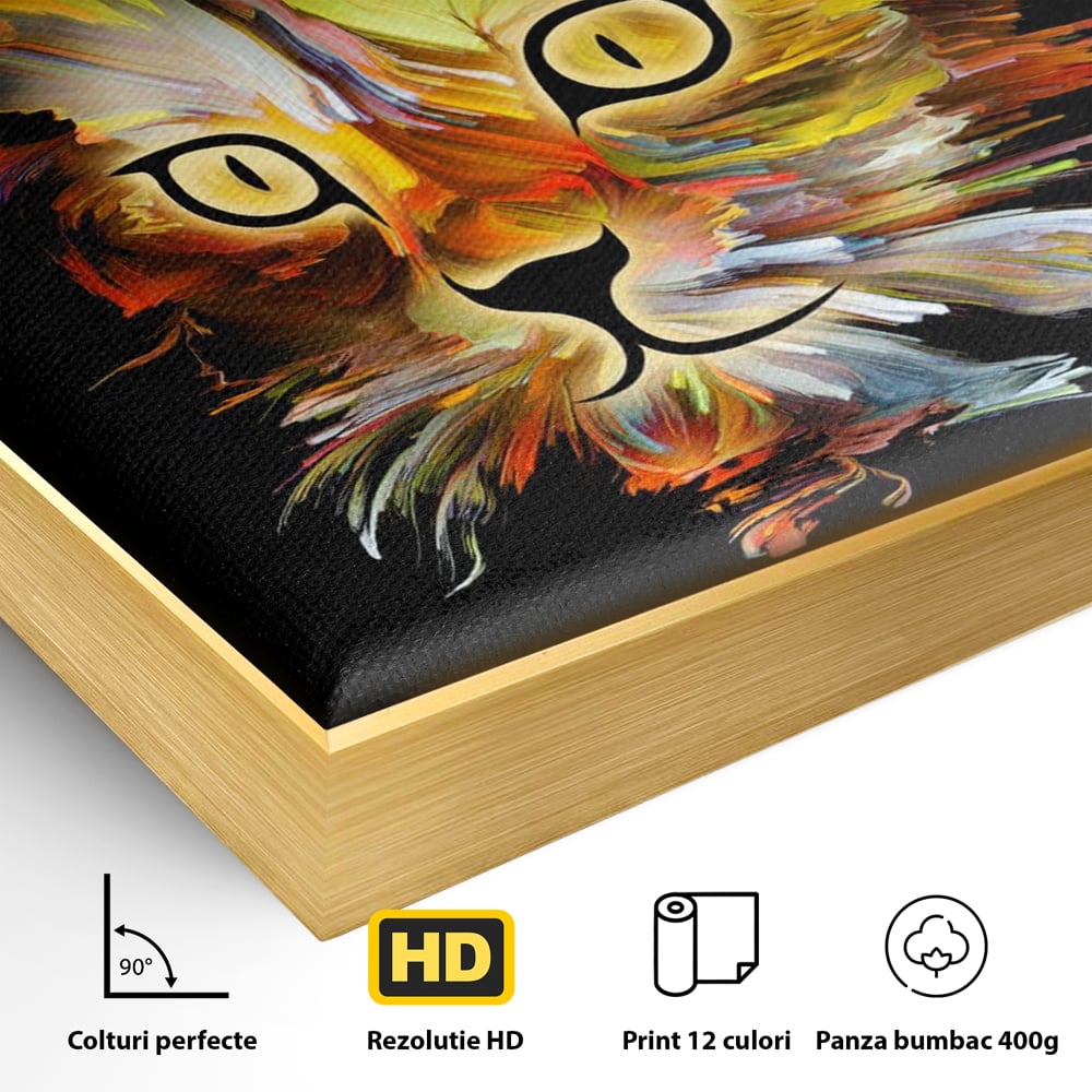 Tablou Canvas Premium, LuxCanva® M1189, Masca Pisicii, Abstract, Multicolor, Pictura, Pisica, Modern, Decor, Desen, Artistic, Design, Felina, Expresiv, Chip, Birou, Living, Camera Copil