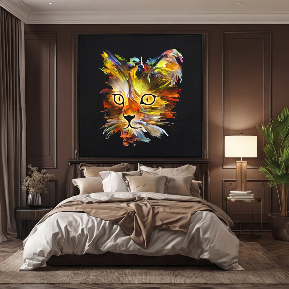Tablou Canvas Premium, LuxCanva® M1189, Masca Pisicii, Abstract, Multicolor, Pictura, Pisica, Modern, Decor, Desen, Artistic, Design, Felina, Expresiv, Chip, Birou, Living, Camera Copil