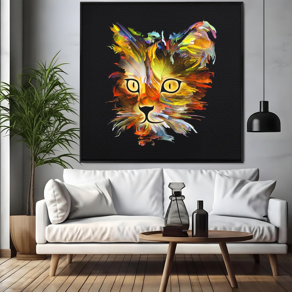 Tablou Canvas Premium, LuxCanva® M1189, Masca Pisicii, Abstract, Multicolor, Pictura, Pisica, Modern, Decor, Desen, Artistic, Design, Felina, Expresiv, Chip, Birou, Living, Camera Copil