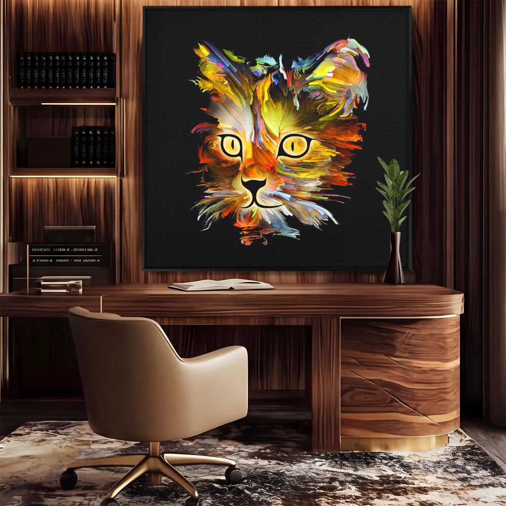 Tablou Canvas Premium, LuxCanva® M1189, Masca Pisicii, Abstract, Multicolor, Pictura, Pisica, Modern, Decor, Desen, Artistic, Design, Felina, Expresiv, Chip, Birou, Living, Camera Copil