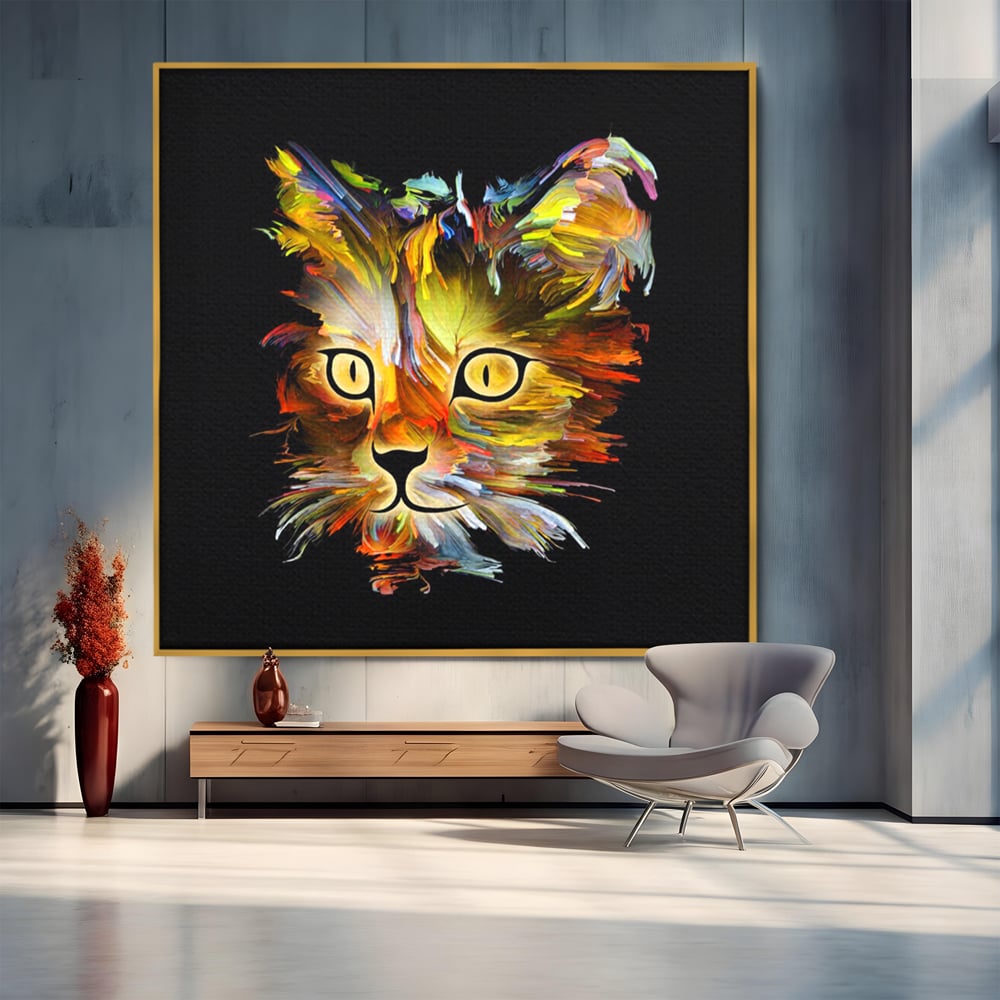 Tablou Canvas Premium, LuxCanva® M1189, Masca Pisicii, Abstract, Multicolor, Pictura, Pisica, Modern, Decor, Desen, Artistic, Design, Felina, Expresiv, Chip, Birou, Living, Camera Copil