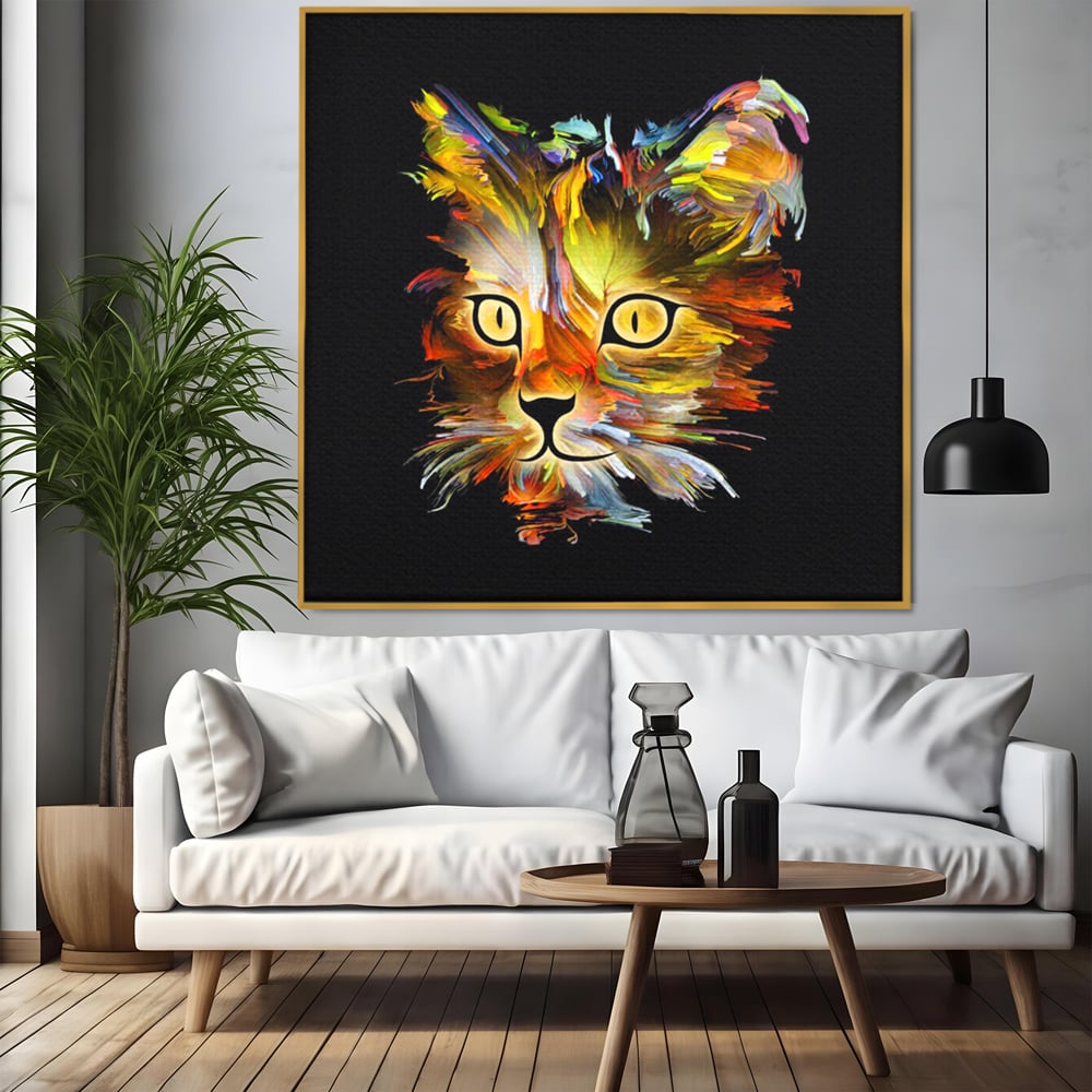 Tablou Canvas Premium, LuxCanva® M1189, Masca Pisicii, Abstract, Multicolor, Pictura, Pisica, Modern, Decor, Desen, Artistic, Design, Felina, Expresiv, Chip, Birou, Living, Camera Copil
