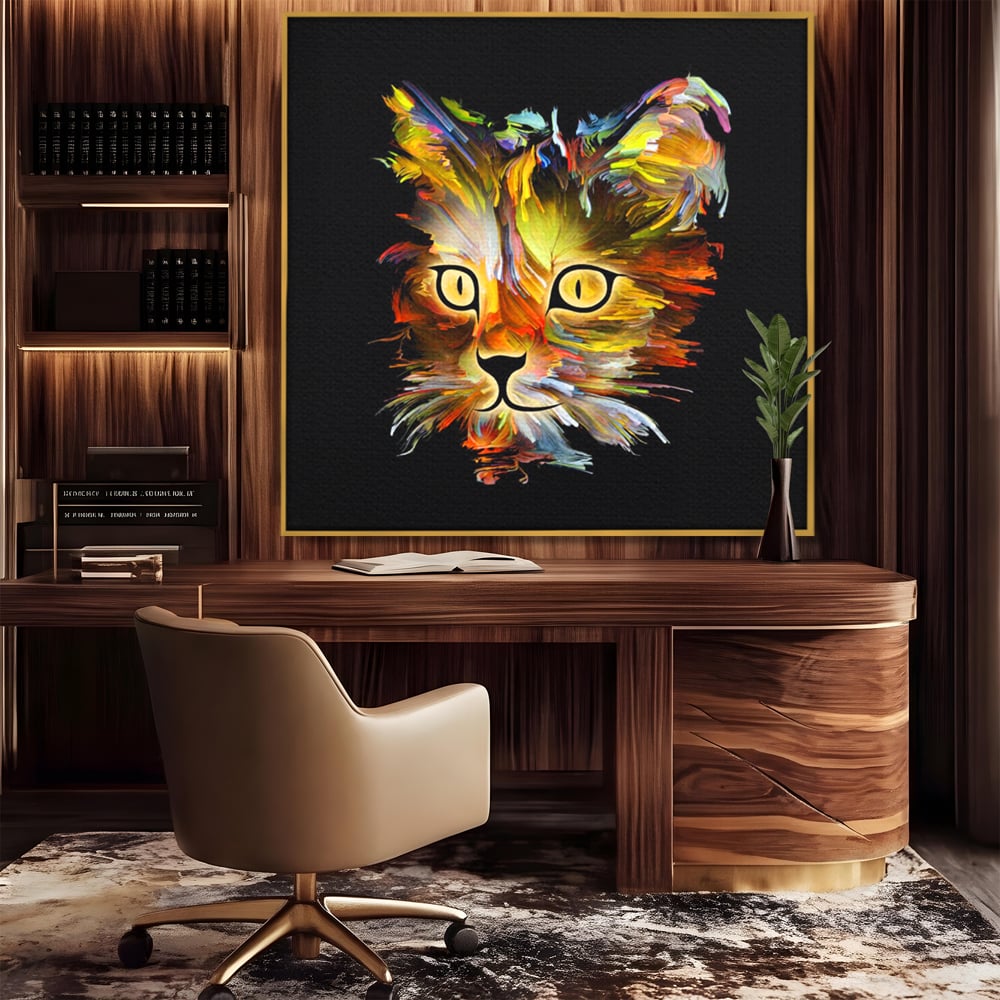 Tablou Canvas Premium, LuxCanva® M1189, Masca Pisicii, Abstract, Multicolor, Pictura, Pisica, Modern, Decor, Desen, Artistic, Design, Felina, Expresiv, Chip, Birou, Living, Camera Copil
