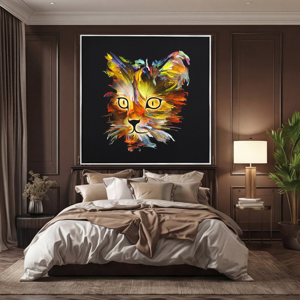 Tablou Canvas Premium, LuxCanva® M1189, Masca Pisicii, Abstract, Multicolor, Pictura, Pisica, Modern, Decor, Desen, Artistic, Design, Felina, Expresiv, Chip, Birou, Living, Camera Copil