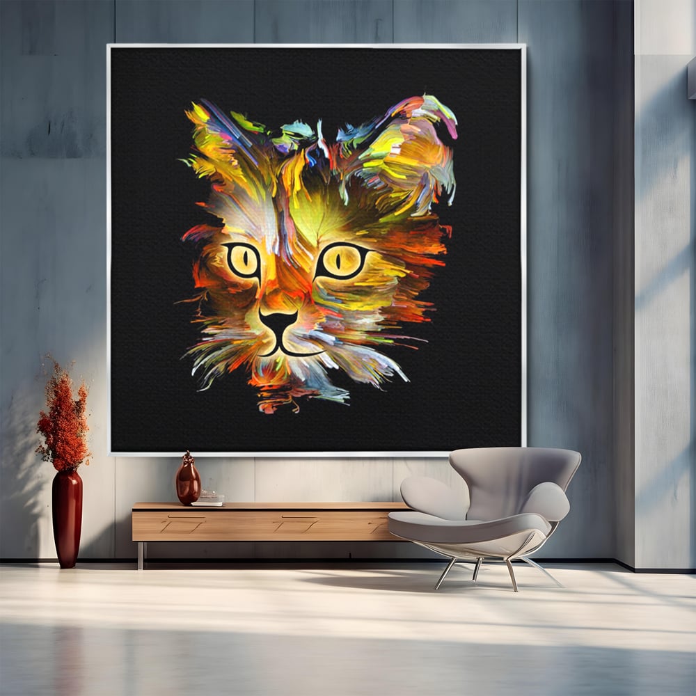 Tablou Canvas Premium, LuxCanva® M1189, Masca Pisicii, Abstract, Multicolor, Pictura, Pisica, Modern, Decor, Desen, Artistic, Design, Felina, Expresiv, Chip, Birou, Living, Camera Copil