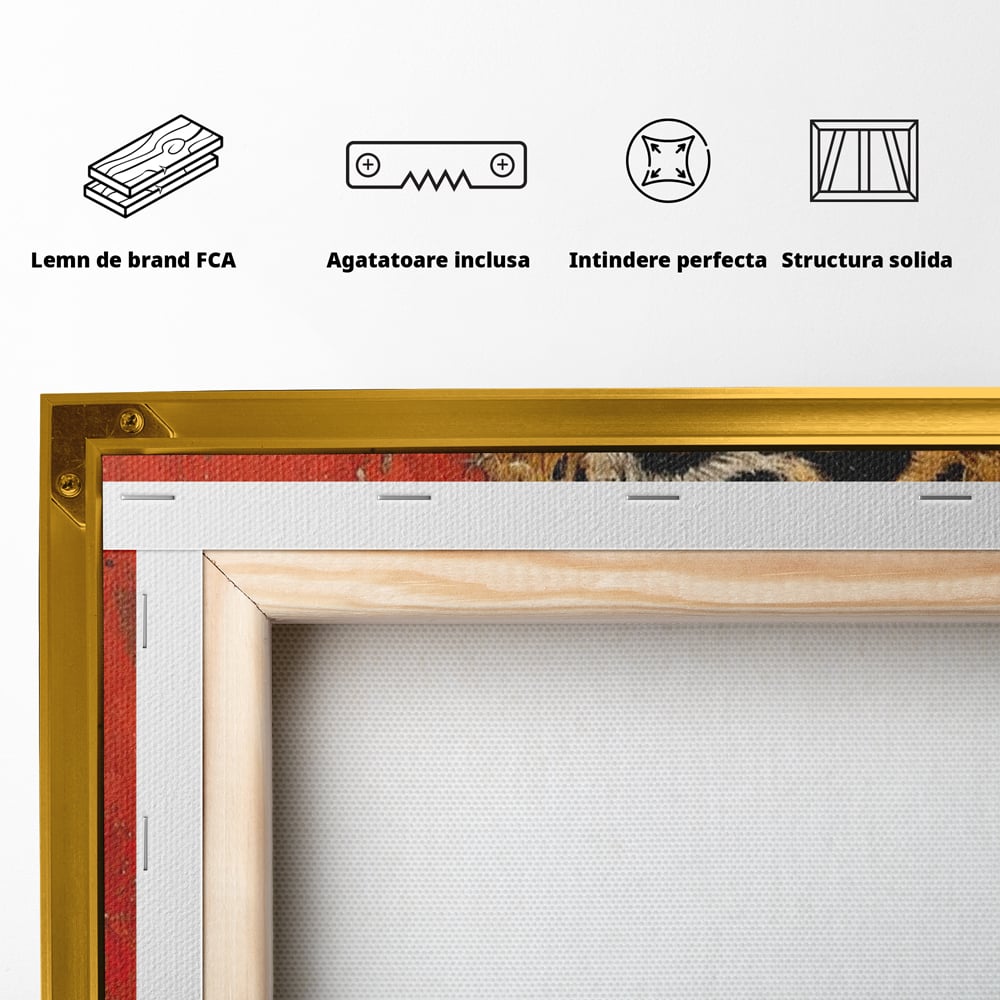 Leinwandbilder Premium, LuxCanva® M1192, Empire in Stripes, Tiger, Rot, Vintage, Gemälde, Profil, Portrait, Feline, Edel, Feline, Tier, Golden, König, Streifen, Büro, Wohnen, Kinderzimmer