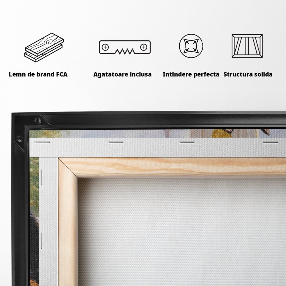 Tablou Canvas Premium, LuxCanva® M1193, Pisica in Vis Parizian, Turnul Eiffel, Paris, Oras, Pisica, Blana, Felina, Fereastra, Frantuzesc, Pervaz, Calico, Birou, Living, Camera Copil