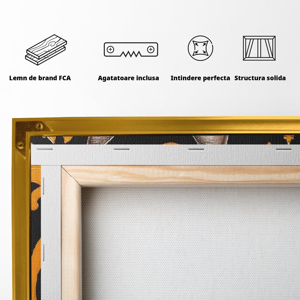 Tablou Canvas Premium, LuxCanva® M1194, Paris in Ochi Albastri, Pisica, Abstract, Franta, Dungi, Urban, Sofisticat, Desen, Blana, Felina, Auriu, Ochi, Birou, Living, Camera Copil