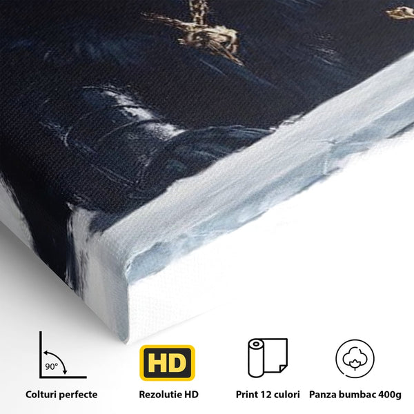 Tablou Canvas Premium, LuxCanva® M1195, Tronul Umbrelor, Pantera, Felina, Coroana, Sabie, Rege, Tron, Aur, Ceata, Mistic, Cavaler, Nobil, Putere, Birou, Living, Camera Copil