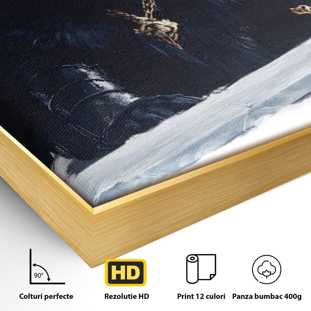 Tablou Canvas Premium, LuxCanva® M1195, Tronul Umbrelor, Pantera, Felina, Coroana, Sabie, Rege, Tron, Aur, Ceata, Mistic, Cavaler, Nobil, Putere, Birou, Living, Camera Copil