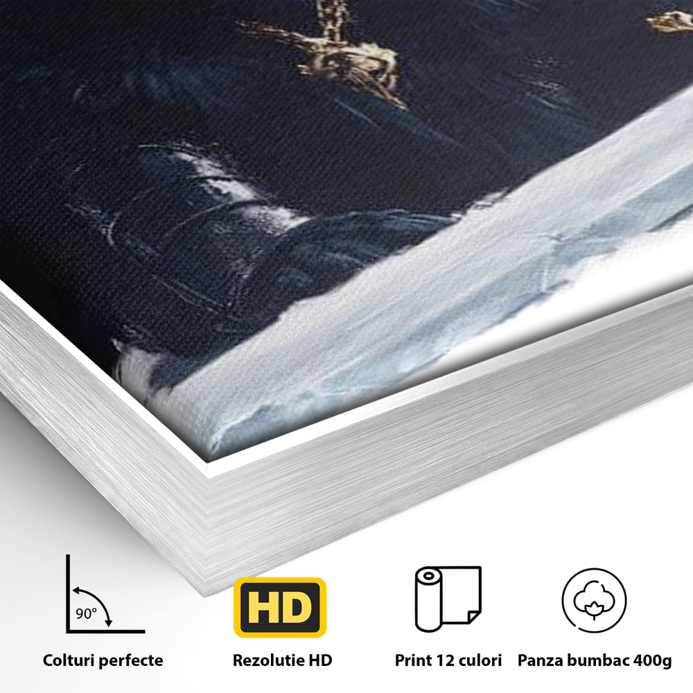 Tablou Canvas Premium, LuxCanva® M1195, Tronul Umbrelor, Pantera, Felina, Coroana, Sabie, Rege, Tron, Aur, Ceata, Mistic, Cavaler, Nobil, Putere, Birou, Living, Camera Copil