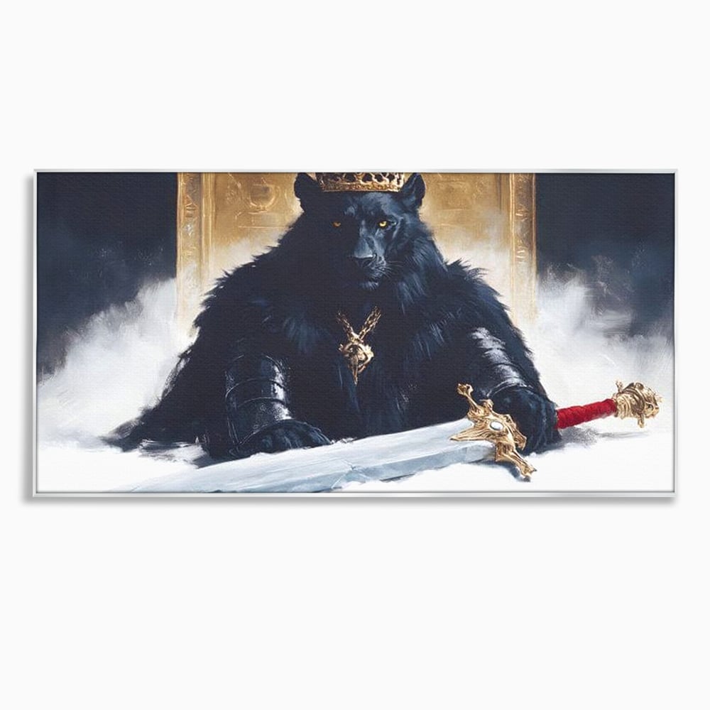 Tablou Canvas Premium, LuxCanva® M1195, Tronul Umbrelor, Pantera, Felina, Coroana, Sabie, Rege, Tron, Aur, Ceata, Mistic, Cavaler, Nobil, Putere, Birou, Living, Camera Copil