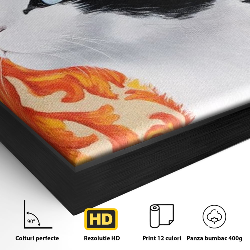 Leinwand Wandkunst Canvas Premium, LuxCanva® M1197, Ornamentaler Traum, Katze, Tapete, Floral, Raffiniert, Fell, Bohème, Romantisch, Klassisch, Feline, Künstlerisch, Büro, Wohnen, Kinderzimmer