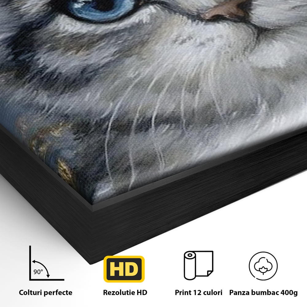 Tablou Canvas Premium, LuxCanva® M1198, Bijuteriile Parisului, Turnul Eiffel, Auriu, Flori, Petale, Pisica, Felina, Pufos, Blana, Ochi, Eleganta, Pictura, Paris, Birou, Living, Camera Copil