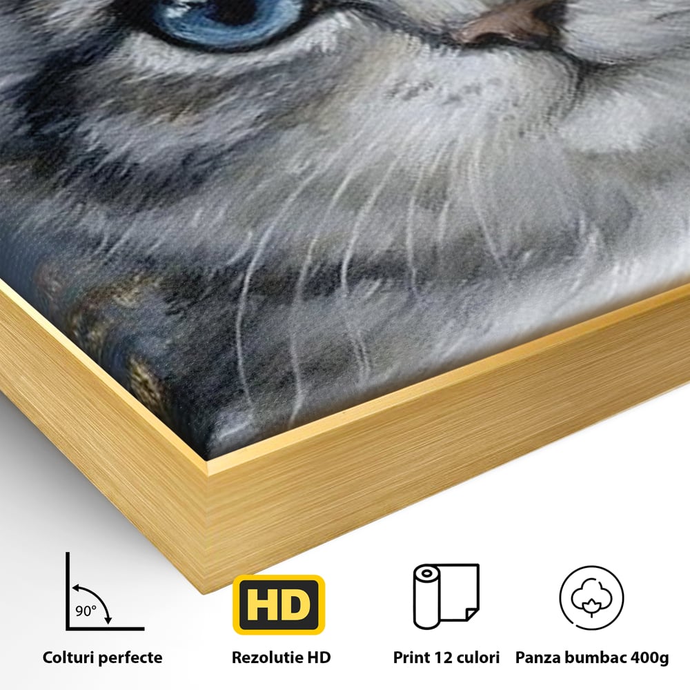 Tablou Canvas Premium, LuxCanva® M1198, Bijuteriile Parisului, Turnul Eiffel, Auriu, Flori, Petale, Pisica, Felina, Pufos, Blana, Ochi, Eleganta, Pictura, Paris, Birou, Living, Camera Copil