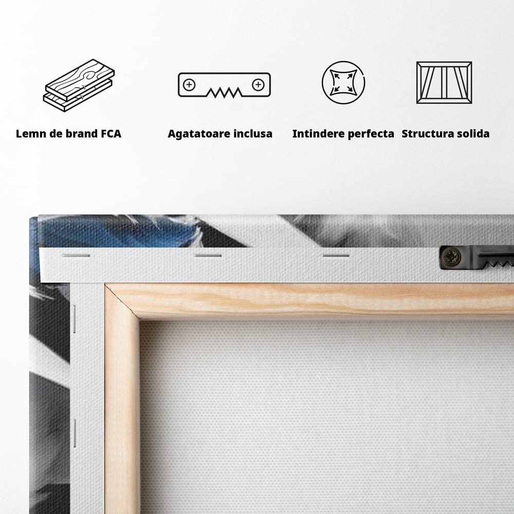 Tablou Canvas Premium, LuxCanva® M1202, Sampanie si Carisma,Palarie, Pene, Pahar, Sampanie, Pisica, Lux, Elegant, Felina, Aristocrat, Fashion, Diva, Glamour, Birou, Living, Camera Copil