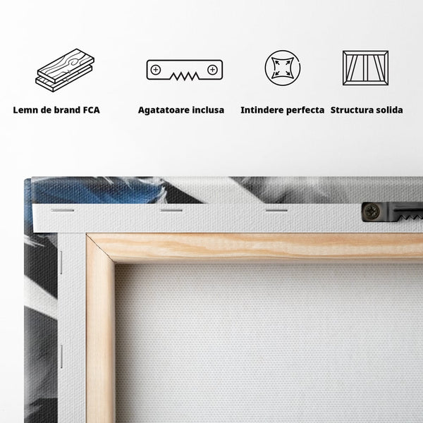 Tablou Canvas Premium, LuxCanva® M1202, Sampanie si Carisma,Palarie, Pene, Pahar, Sampanie, Pisica, Lux, Elegant, Felina, Aristocrat, Fashion, Diva, Glamour, Birou, Living, Camera Copil