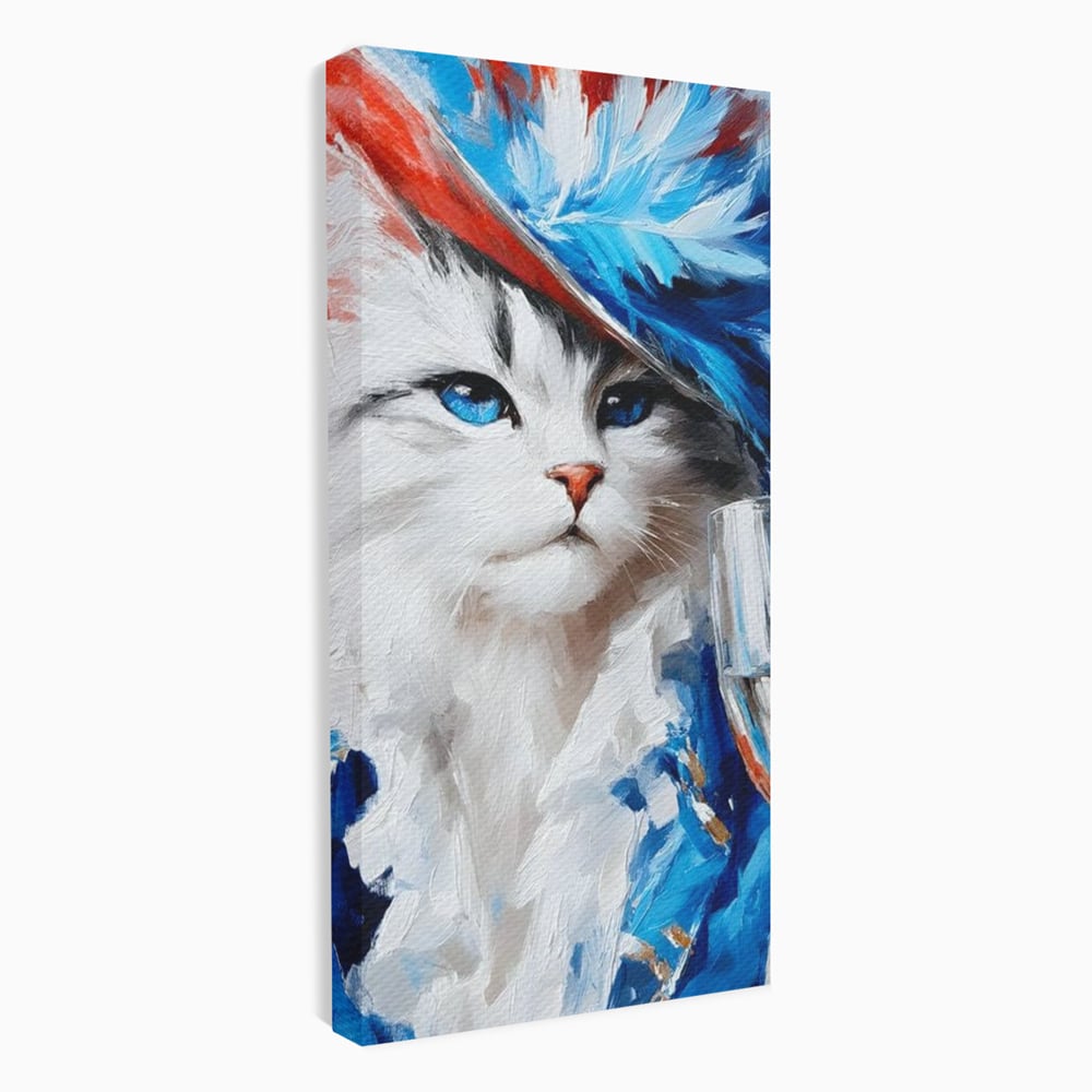 Leinwand Wandkunst Canvas Premium, LuxCanva® M1203, Prom Abend, Party, Extravagant, Ball, Mode, Feline, Feder, Feder, Hut, Glas, Champagner, Malerei, Luxus, Büro, Wohnen, Kinderzimmer