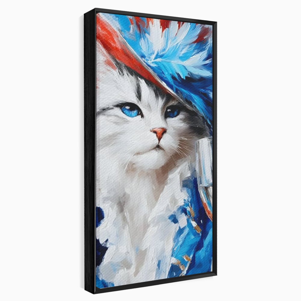 Leinwand Wandkunst Canvas Premium, LuxCanva® M1203, Prom Abend, Party, Extravagant, Ball, Mode, Feline, Feder, Feder, Hut, Glas, Champagner, Malerei, Luxus, Büro, Wohnen, Kinderzimmer