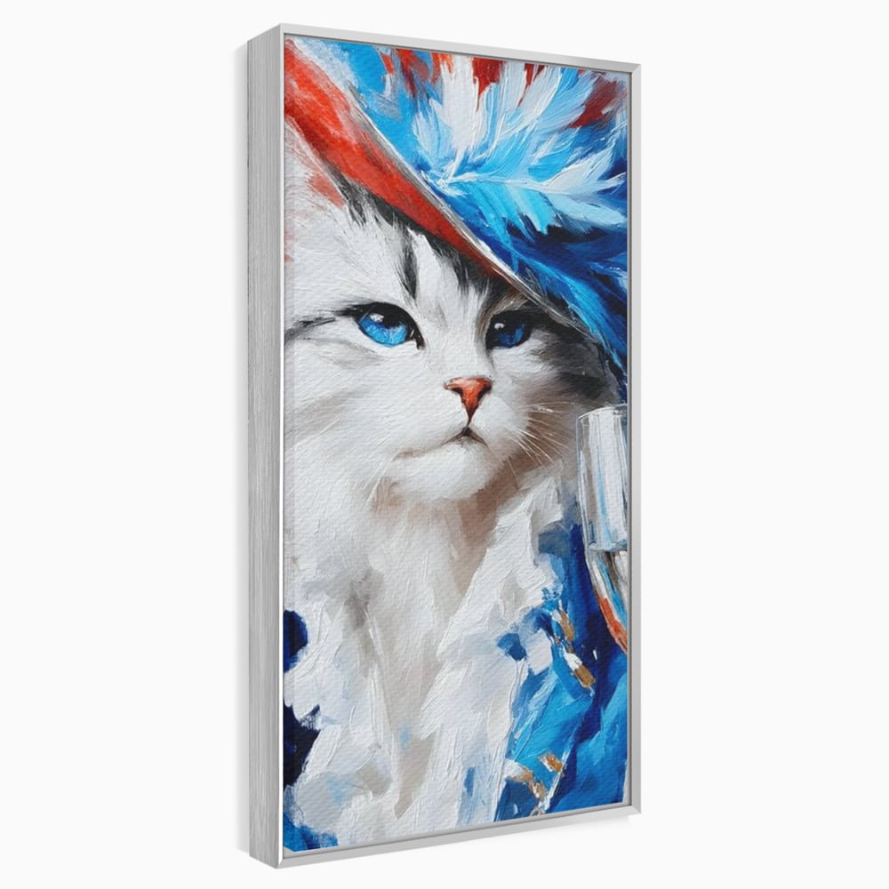 Leinwand Wandkunst Canvas Premium, LuxCanva® M1203, Prom Abend, Party, Extravagant, Ball, Mode, Feline, Feder, Feder, Hut, Glas, Champagner, Malerei, Luxus, Büro, Wohnen, Kinderzimmer