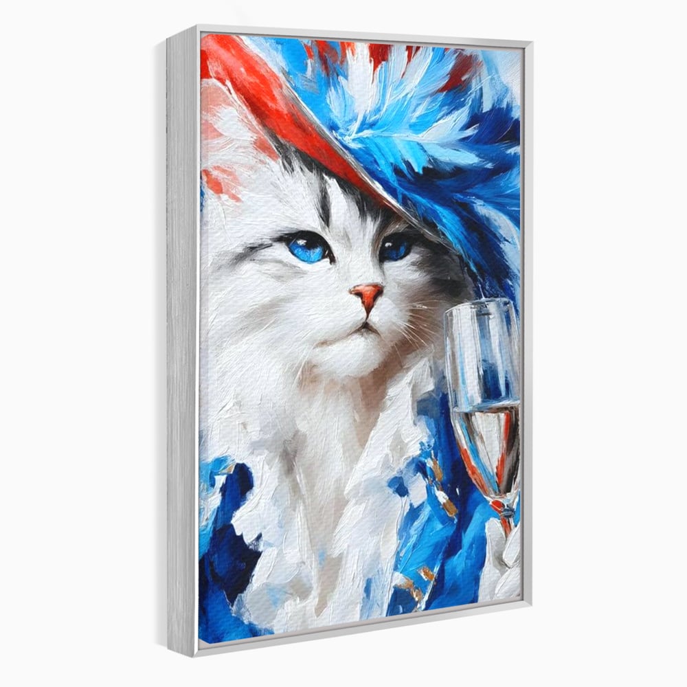 Leinwand Wandkunst Canvas Premium, LuxCanva® M1203, Prom Abend, Party, Extravagant, Ball, Mode, Feline, Feder, Feder, Hut, Glas, Champagner, Malerei, Luxus, Büro, Wohnen, Kinderzimmer