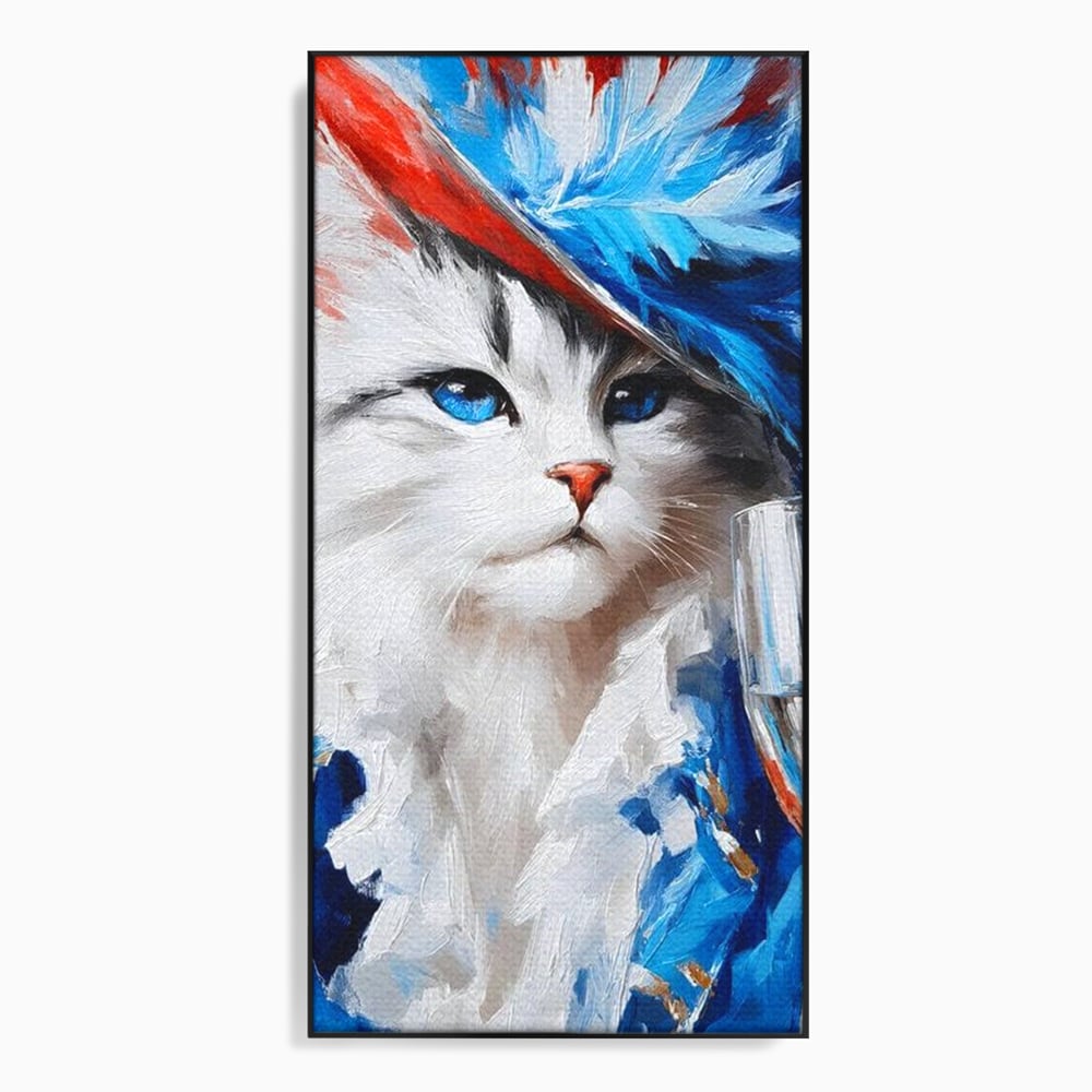 Leinwand Wandkunst Canvas Premium, LuxCanva® M1203, Prom Abend, Party, Extravagant, Ball, Mode, Feline, Feder, Feder, Hut, Glas, Champagner, Malerei, Luxus, Büro, Wohnen, Kinderzimmer