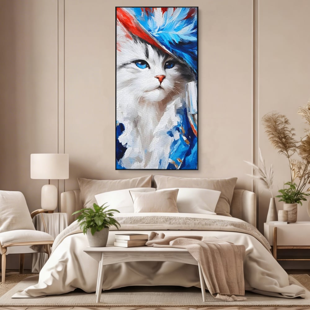Leinwand Wandkunst Canvas Premium, LuxCanva® M1203, Prom Abend, Party, Extravagant, Ball, Mode, Feline, Feder, Feder, Hut, Glas, Champagner, Malerei, Luxus, Büro, Wohnen, Kinderzimmer