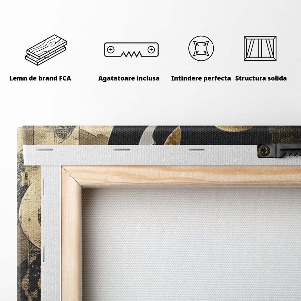 Leinwand Wandbilder Premium, LuxCanva® M1204, Versteckt in Gold, Abstrakt, Linien, Gold, Katze, Grafik, Design, Feline, Form, Metallisch, Dunkel, Schatten, Büro, Wohnen, Kinderzimmer