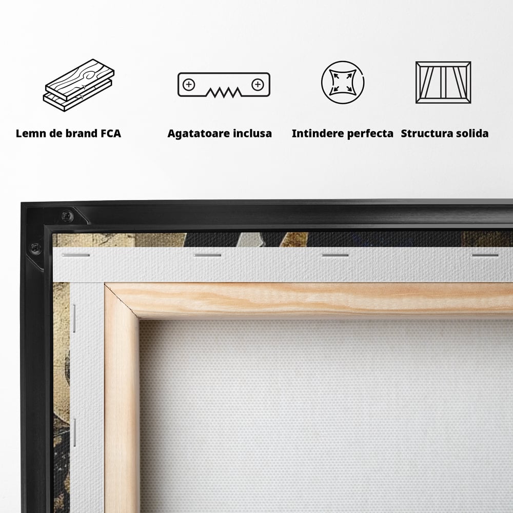 Leinwand Wandbilder Premium, LuxCanva® M1204, Versteckt in Gold, Abstrakt, Linien, Gold, Katze, Grafik, Design, Feline, Form, Metallisch, Dunkel, Schatten, Büro, Wohnen, Kinderzimmer