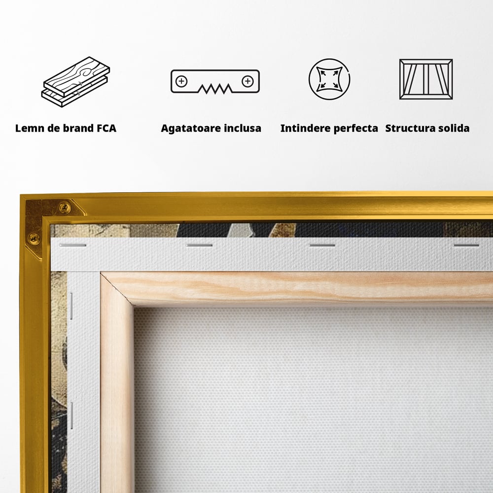 Leinwand Wandbilder Premium, LuxCanva® M1204, Versteckt in Gold, Abstrakt, Linien, Gold, Katze, Grafik, Design, Feline, Form, Metallisch, Dunkel, Schatten, Büro, Wohnen, Kinderzimmer