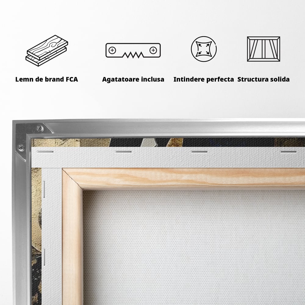 Leinwand Wandbilder Premium, LuxCanva® M1204, Versteckt in Gold, Abstrakt, Linien, Gold, Katze, Grafik, Design, Feline, Form, Metallisch, Dunkel, Schatten, Büro, Wohnen, Kinderzimmer