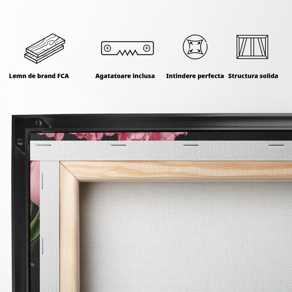Tablou Canvas Premium, LuxCanva® M1205, Felina in Vitrina, Pisica, Poseta, Flori, Lalele, Buchet, Felina, Lux, Fashion, Beauty, Feminin, Accesorii, Glam, Birou, Living, Camera Copil