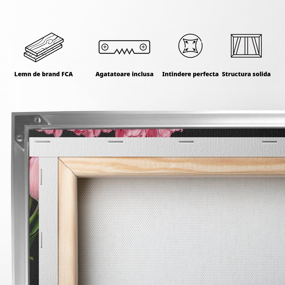 Tablou Canvas Premium, LuxCanva® M1205, Felina in Vitrina, Pisica, Poseta, Flori, Lalele, Buchet, Felina, Lux, Fashion, Beauty, Feminin, Accesorii, Glam, Birou, Living, Camera Copil