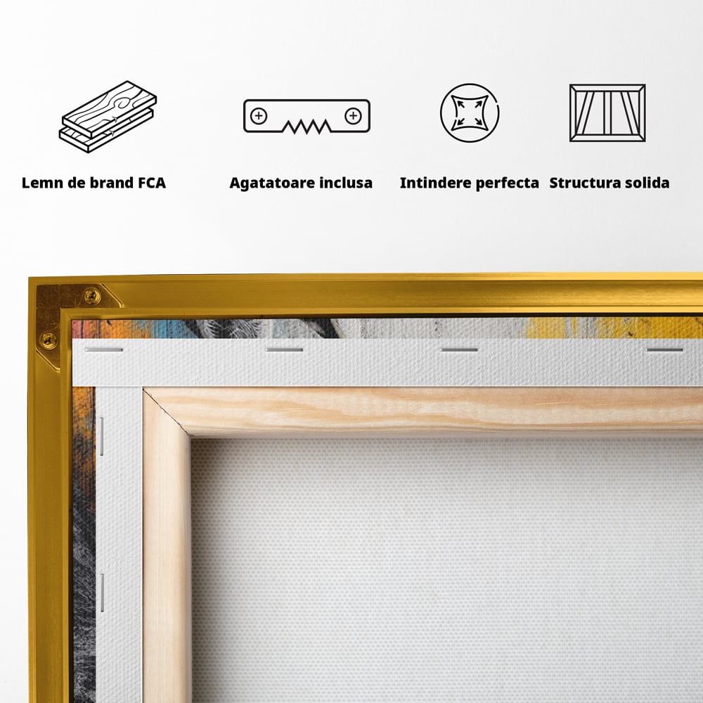 Tablou Canvas Premium, LuxCanva® M1206, Gardianul Culorilor, Pisica, Salbaticie, Ras, Urban, Perete, Contrast, Modern, Blana, Realist, Graffiti, Textura, Birou, Living, Camera Copil
