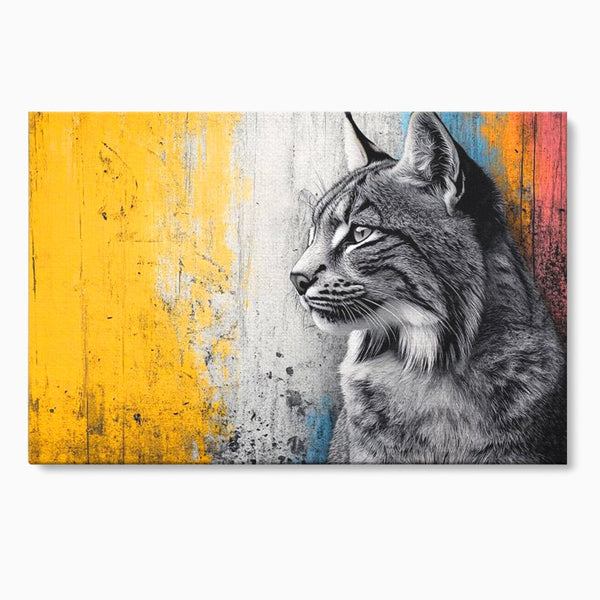 Tablou Canvas Premium, LuxCanva® M1206, Gardianul Culorilor, Pisica, Salbaticie, Ras, Urban, Perete, Contrast, Modern, Blana, Realist, Graffiti, Textura, Birou, Living, Camera Copil