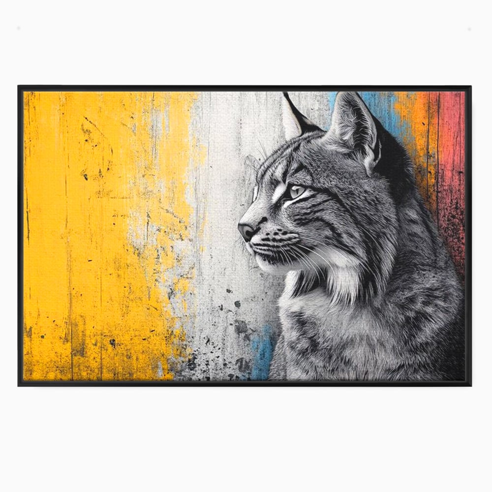 Tablou Canvas Premium, LuxCanva® M1206, Gardianul Culorilor, Pisica, Salbaticie, Ras, Urban, Perete, Contrast, Modern, Blana, Realist, Graffiti, Textura, Birou, Living, Camera Copil