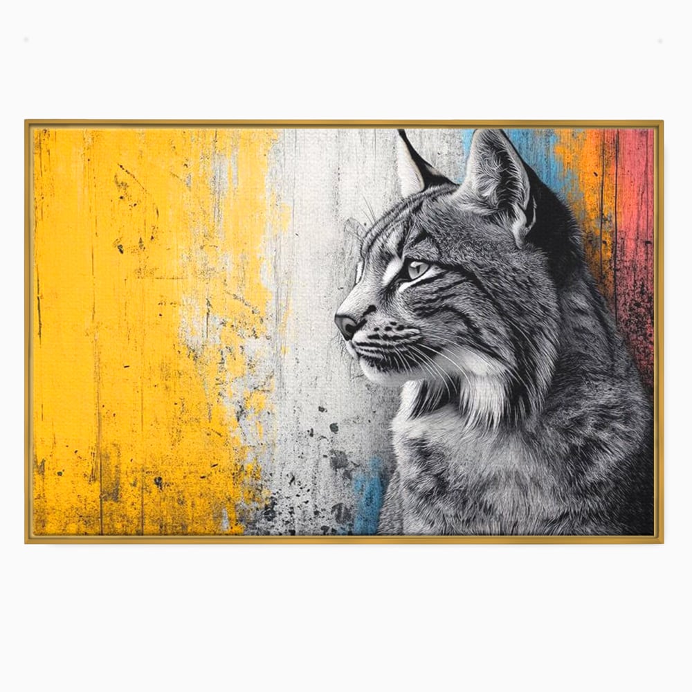 Tablou Canvas Premium, LuxCanva® M1206, Gardianul Culorilor, Pisica, Salbaticie, Ras, Urban, Perete, Contrast, Modern, Blana, Realist, Graffiti, Textura, Birou, Living, Camera Copil