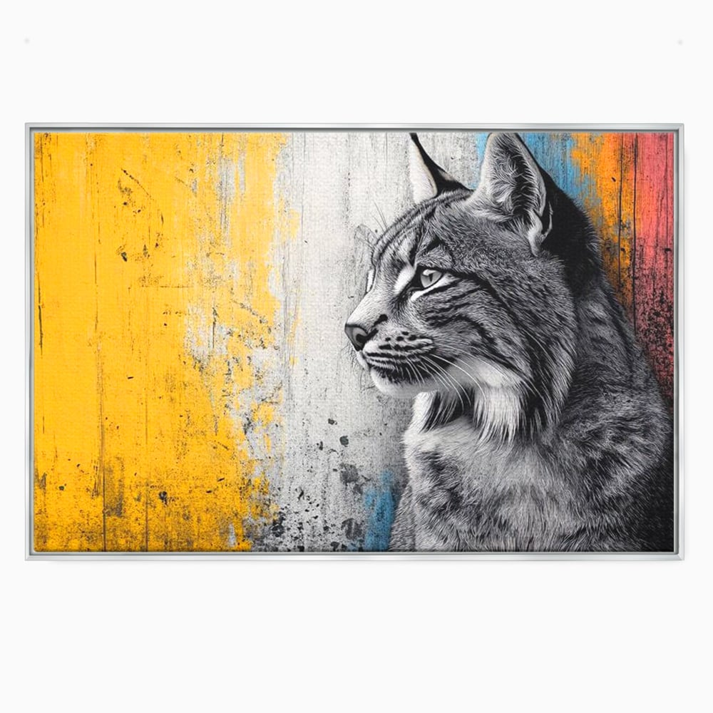 Tablou Canvas Premium, LuxCanva® M1206, Gardianul Culorilor, Pisica, Salbaticie, Ras, Urban, Perete, Contrast, Modern, Blana, Realist, Graffiti, Textura, Birou, Living, Camera Copil