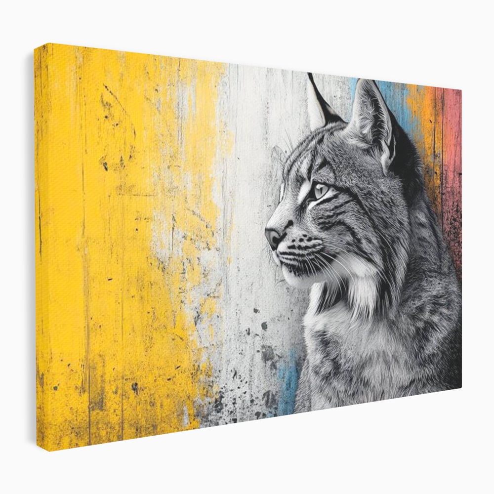 Tablou Canvas Premium, LuxCanva® M1206, Gardianul Culorilor, Pisica, Salbaticie, Ras, Urban, Perete, Contrast, Modern, Blana, Realist, Graffiti, Textura, Birou, Living, Camera Copil