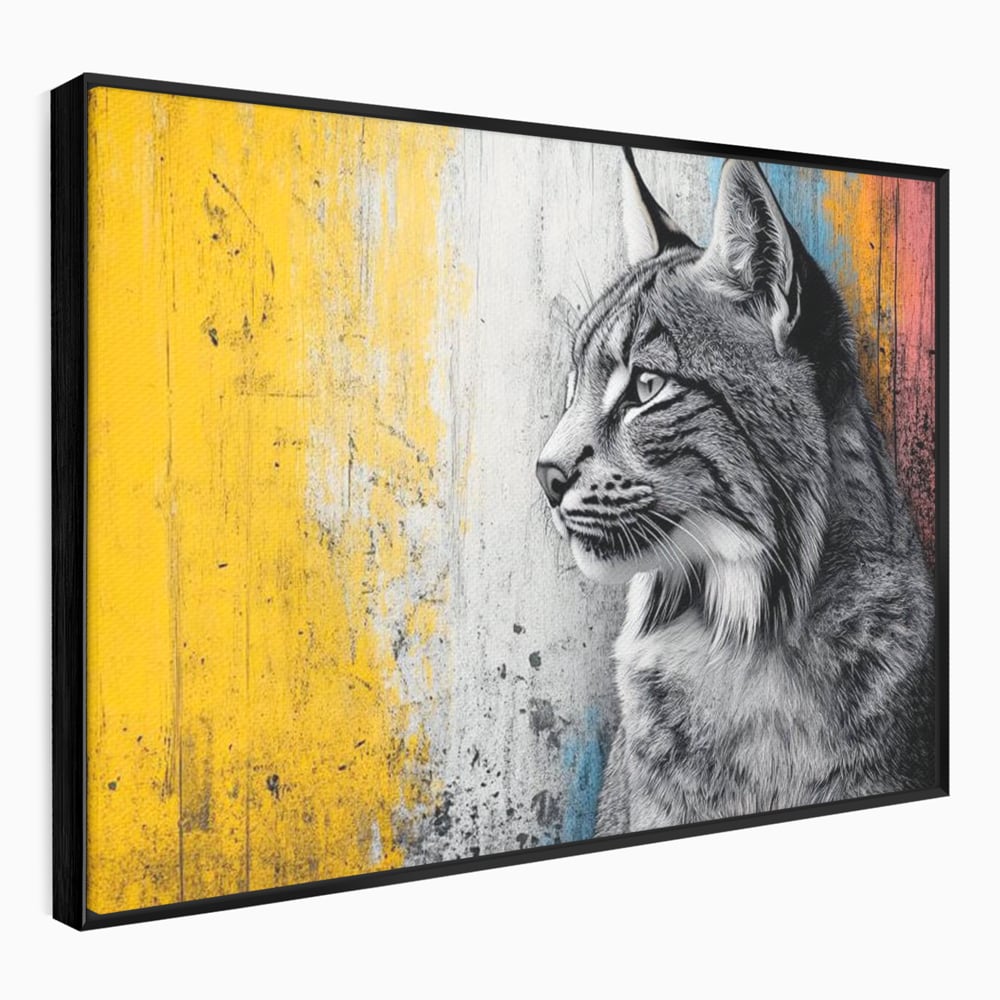 Tablou Canvas Premium, LuxCanva® M1206, Gardianul Culorilor, Pisica, Salbaticie, Ras, Urban, Perete, Contrast, Modern, Blana, Realist, Graffiti, Textura, Birou, Living, Camera Copil