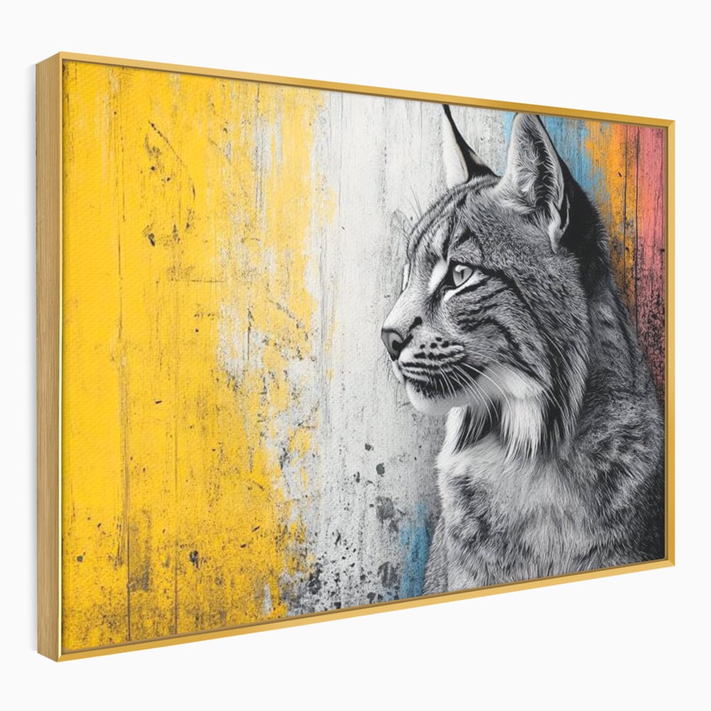 Tablou Canvas Premium, LuxCanva® M1206, Gardianul Culorilor, Pisica, Salbaticie, Ras, Urban, Perete, Contrast, Modern, Blana, Realist, Graffiti, Textura, Birou, Living, Camera Copil