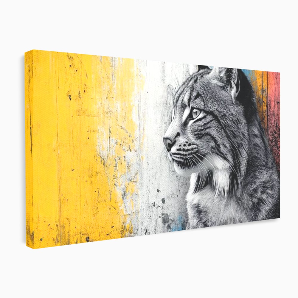 Tablou Canvas Premium, LuxCanva® M1206, Gardianul Culorilor, Pisica, Salbaticie, Ras, Urban, Perete, Contrast, Modern, Blana, Realist, Graffiti, Textura, Birou, Living, Camera Copil