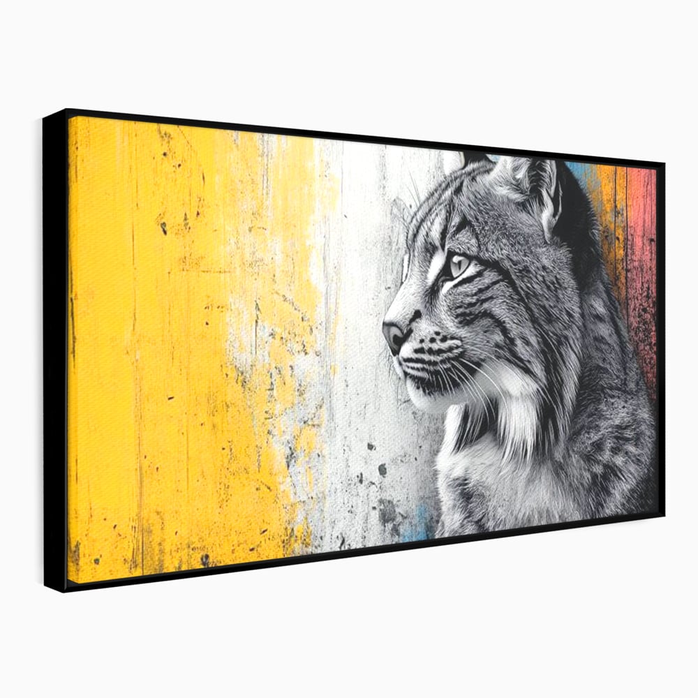 Tablou Canvas Premium, LuxCanva® M1206, Gardianul Culorilor, Pisica, Salbaticie, Ras, Urban, Perete, Contrast, Modern, Blana, Realist, Graffiti, Textura, Birou, Living, Camera Copil