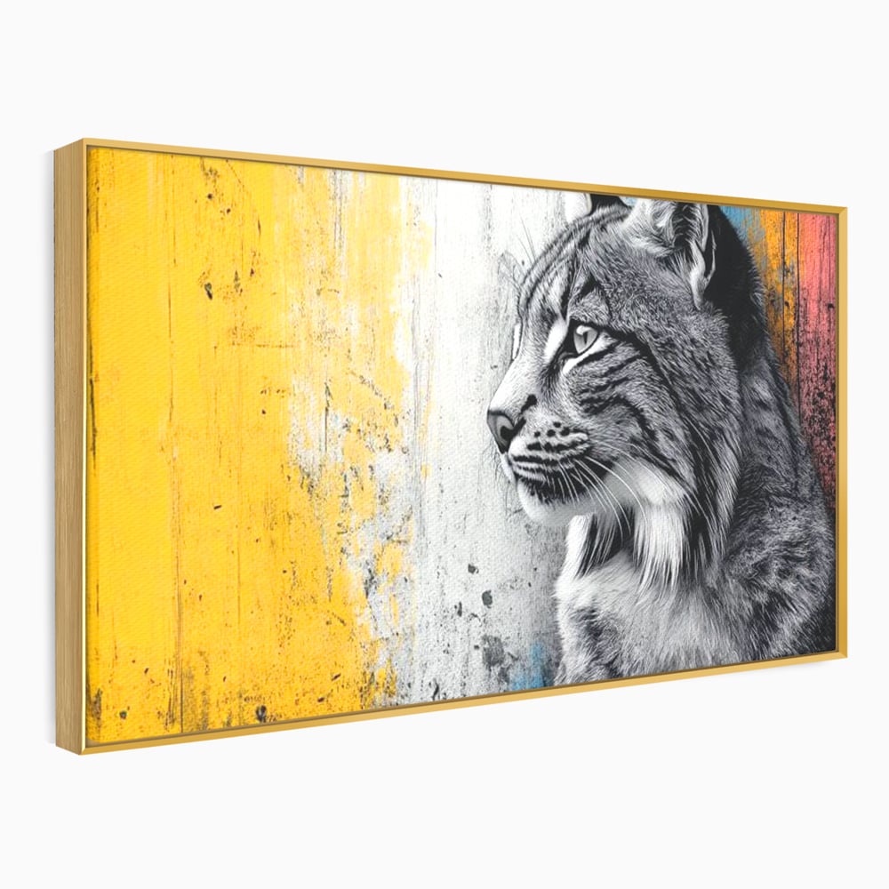 Tablou Canvas Premium, LuxCanva® M1206, Gardianul Culorilor, Pisica, Salbaticie, Ras, Urban, Perete, Contrast, Modern, Blana, Realist, Graffiti, Textura, Birou, Living, Camera Copil